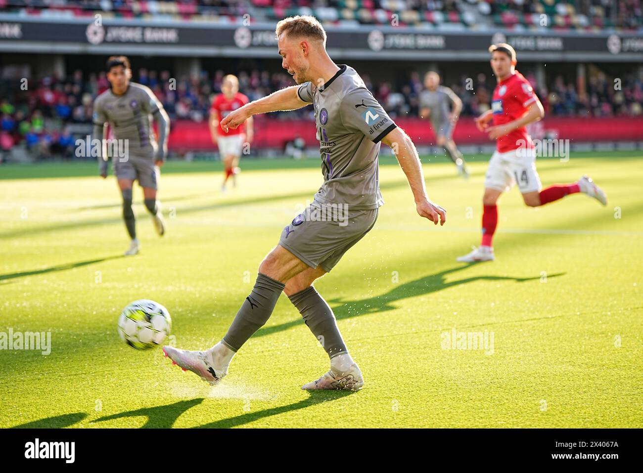 Silkeborg, Denmark. 29th Apr, 2024. Superliga match between Silkeborg IF and FC Midtjylland at Jysk Park in Silkeborg Monday, April 29, 2024. (Photo: Bo Amstrup/Scanpix 2024) Credit: Ritzau/Alamy Live News Stock Photo