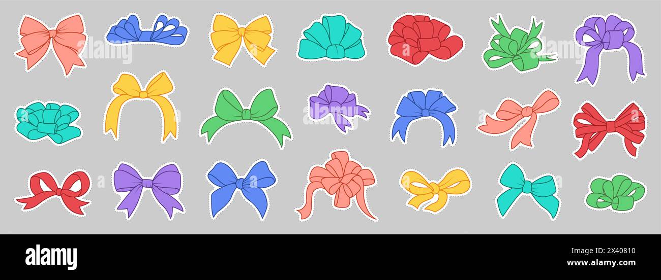 Bow Ribbon Sticker Design Ribbon bow sticker set. Valentine day, birthday, gift, wedding ...