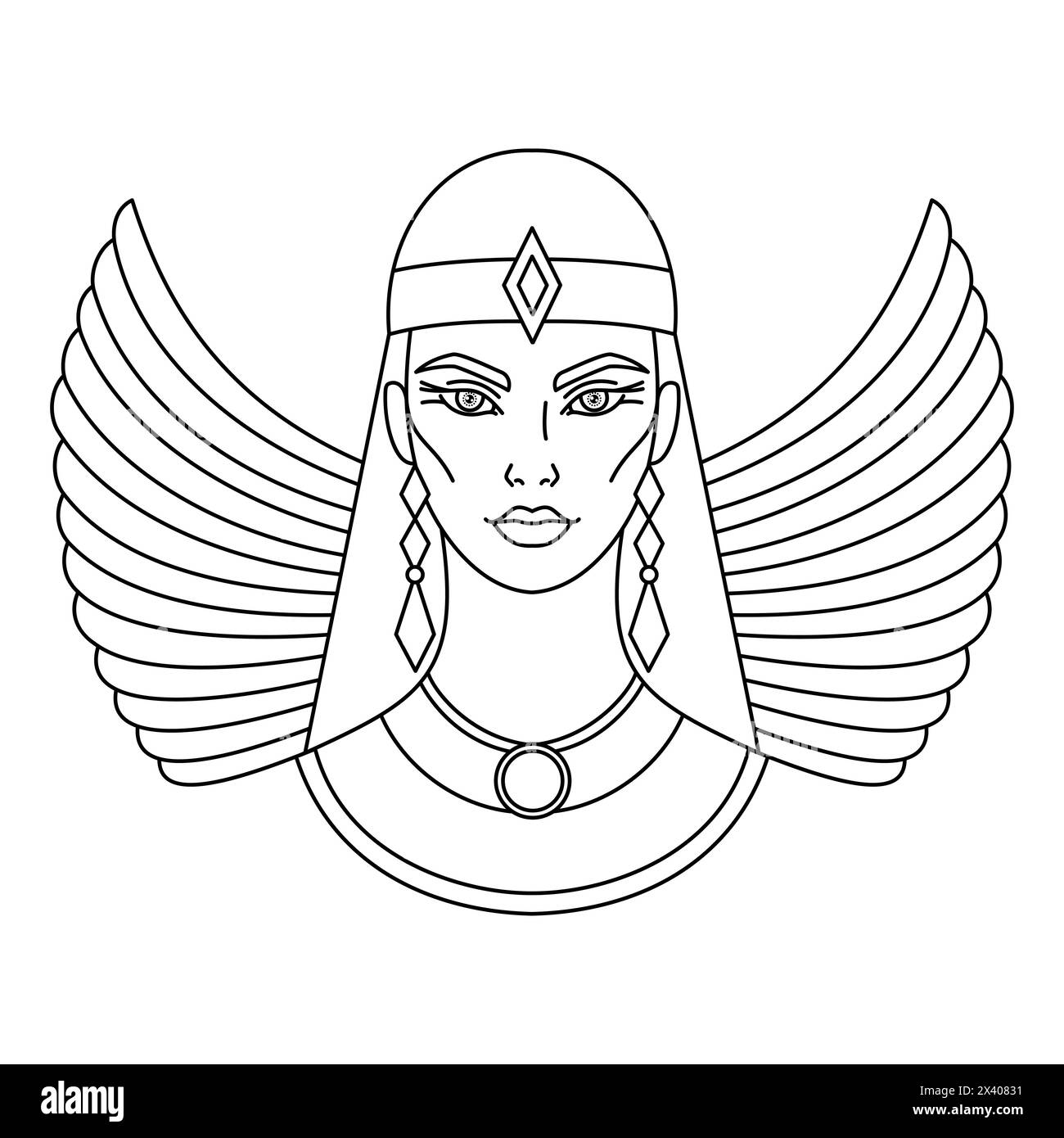 Isis the goddess of ancient Egypt. Line art icon on white background ...
