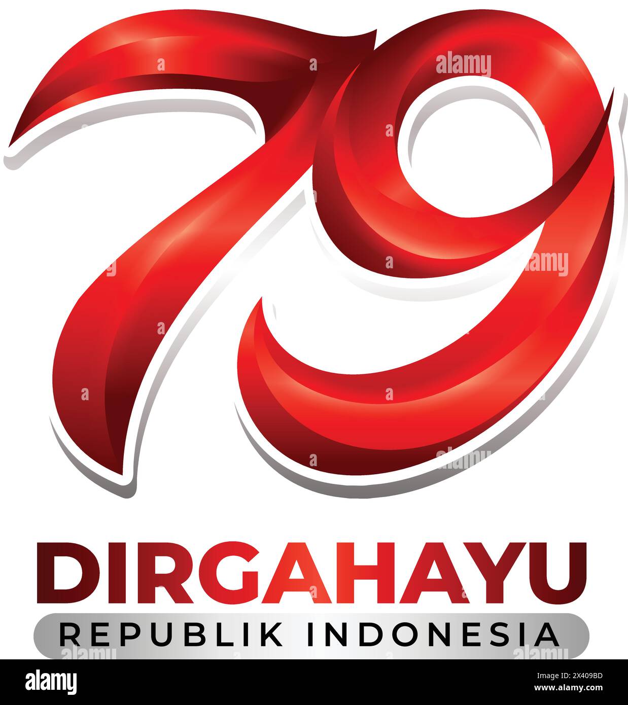 79th indonesia independence day vector number design with red color Stock Vector