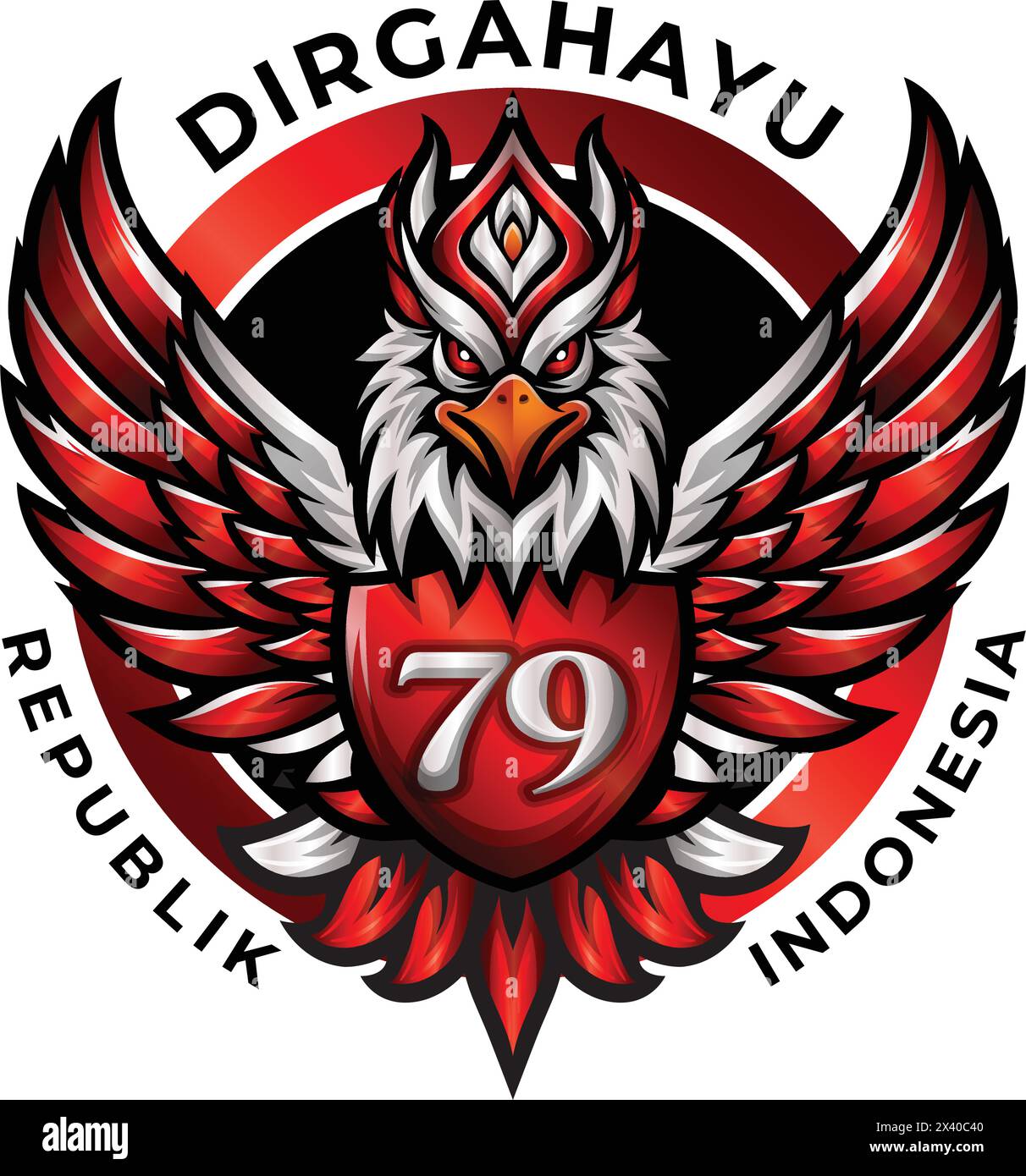 Dirgahayu Republik Indonesia ke 79 vector logo with garuda mascot illustration Stock Vector