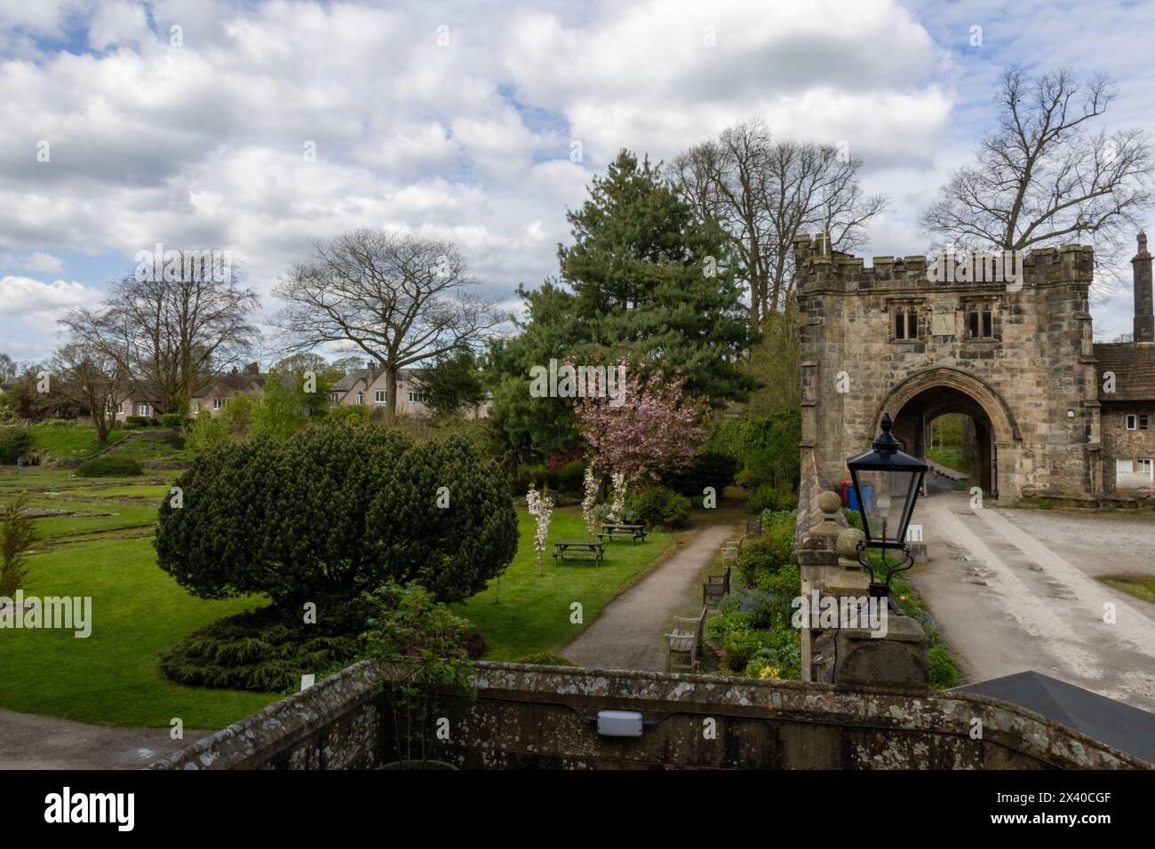 An Entrance at The Gardens and Ruins of Whalley Abbey in Whalley, Lancashire, England Stock Photo