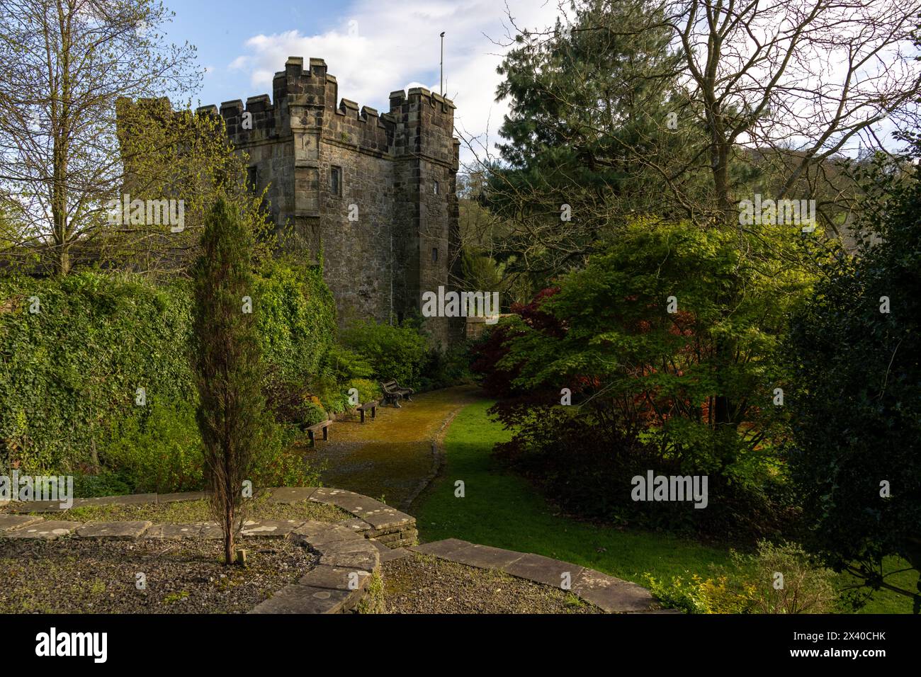 The Beautiful Gardens and Ruins of Whalley Abbey in Whalley, Lancashire, England Stock Photo