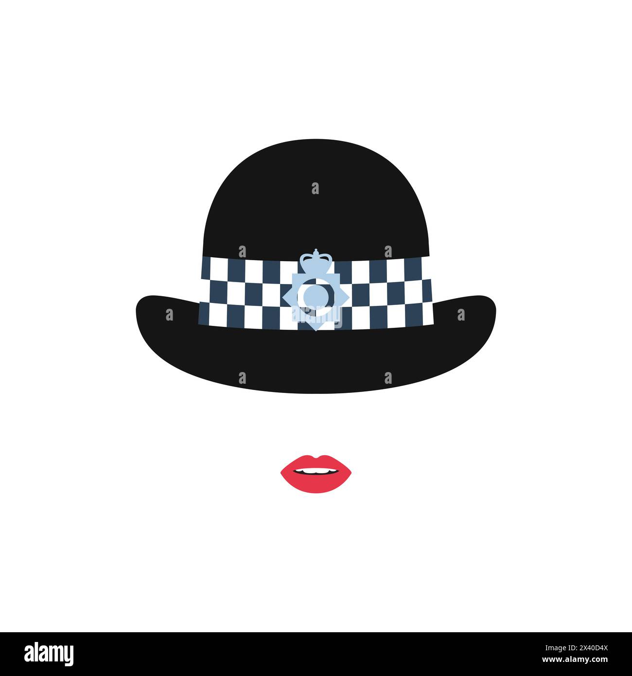 British police girl in a hat. Police avatar. Vector illustration. Stock Vector