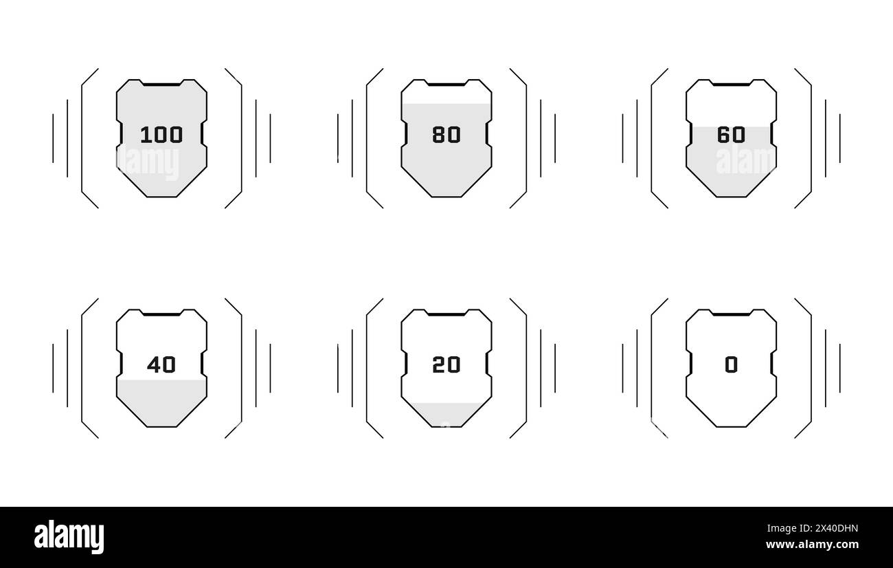 HUD digital futuristic style videogame user interface health shield ...