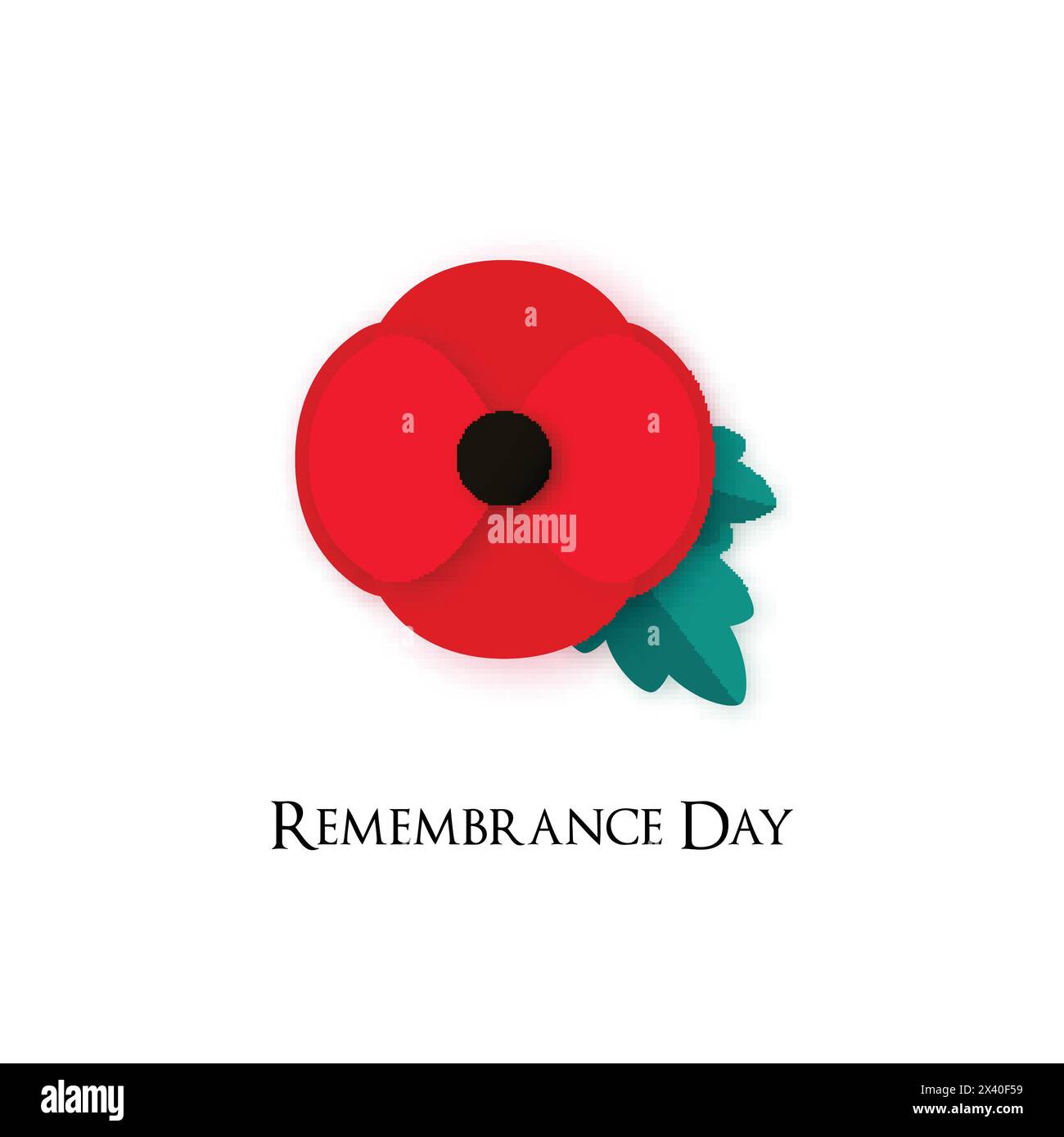 Poppy flower Illustration for Remembrance Day. Poppy for Armistice day. Banner for Anzac or Victory in Europe. Vector card template. Stock Vector