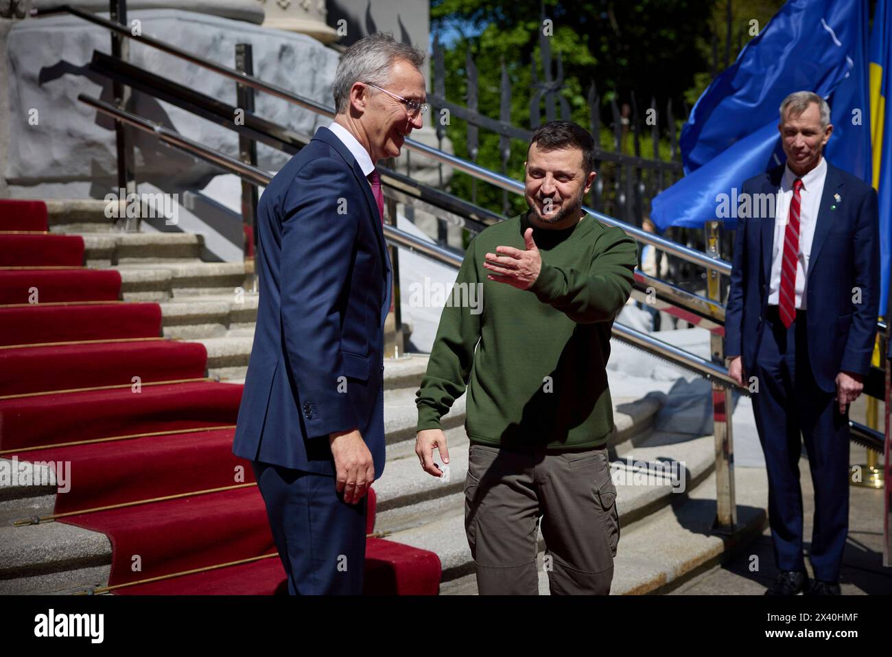 Nato secretary general jens stoltenberg gestures hi-res stock ...