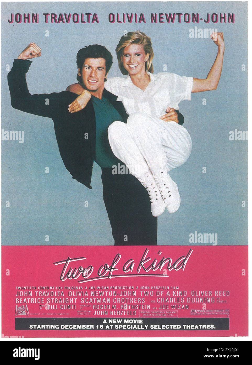 19833 Two of a Kind original film poster, dir John Herzfeld,  starring John Travolta and Olivia Newton-John Stock Photo