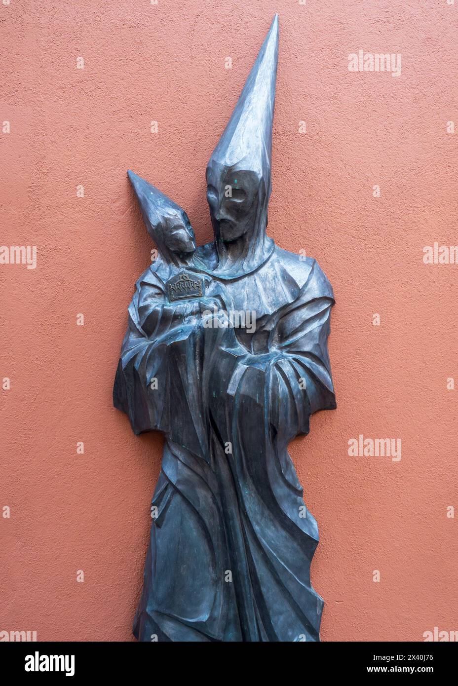Statues of two Holy Week brotherhoods in front of a church in Zamora. Stock Photo