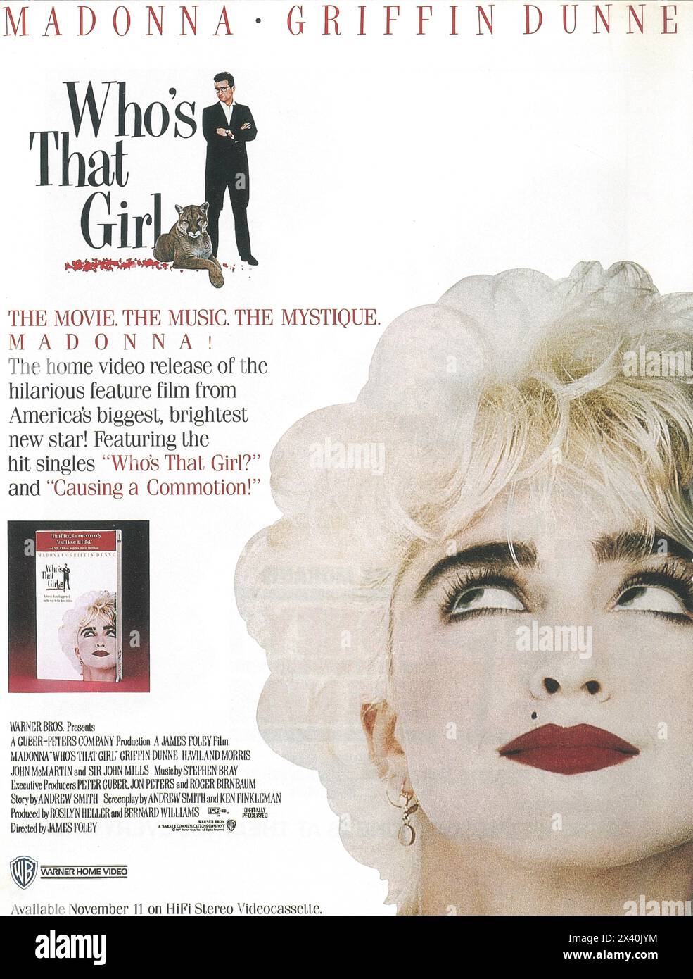 1987 Who's That Girl movie poster with Madonna, videocassette VHS