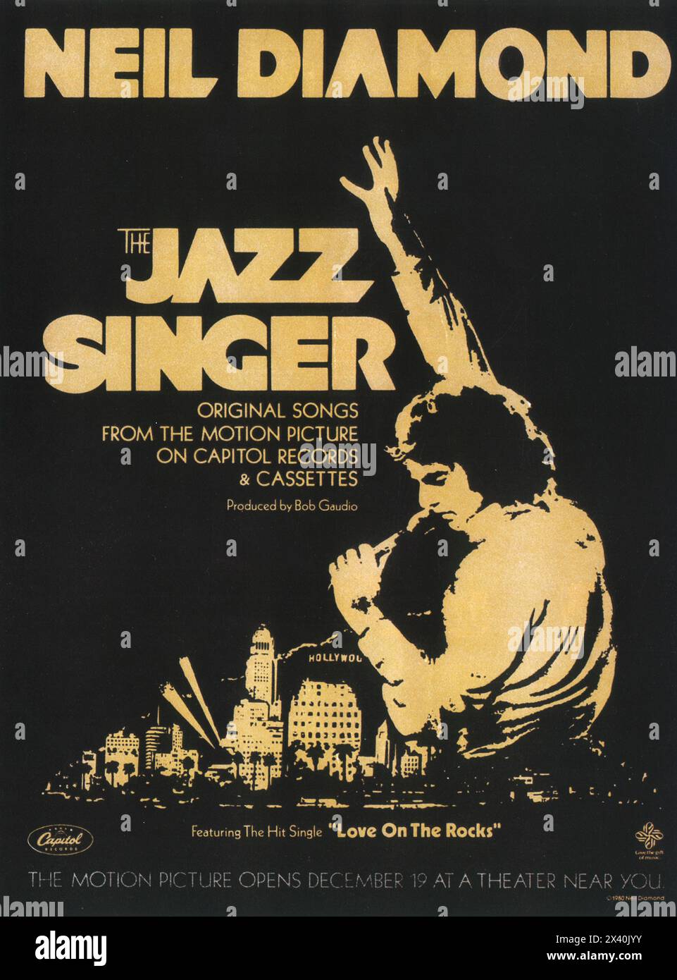 1980 Neil Diamond – The Jazz Singer - original songs from the Movie  album release cover poster Stock Photo