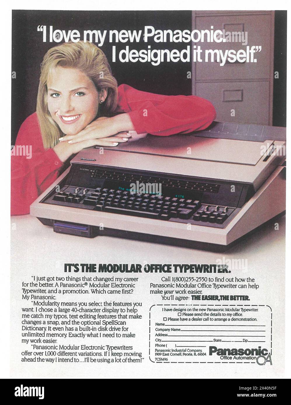 1986 Panasonic Modular Electronic Typewriter ad Stock Photo
