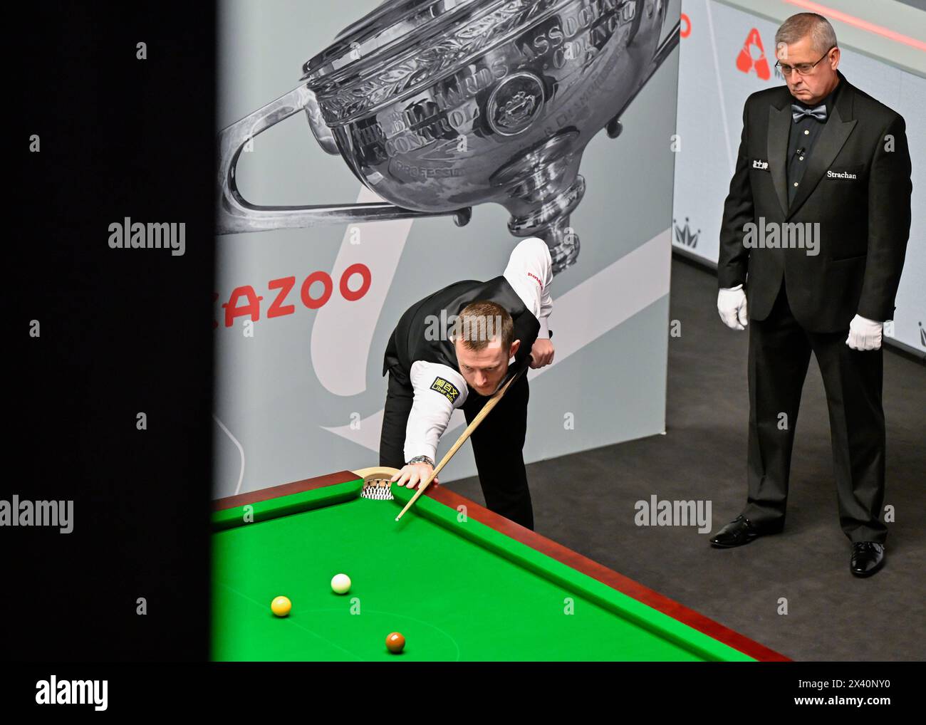 Mark Allen takes a shot, during the Cazoo World Championships 2024 at Crucible Theatre, Sheffield, United Kingdom, 29th April 2024  (Photo by Cody Froggatt/News Images) Stock Photo
