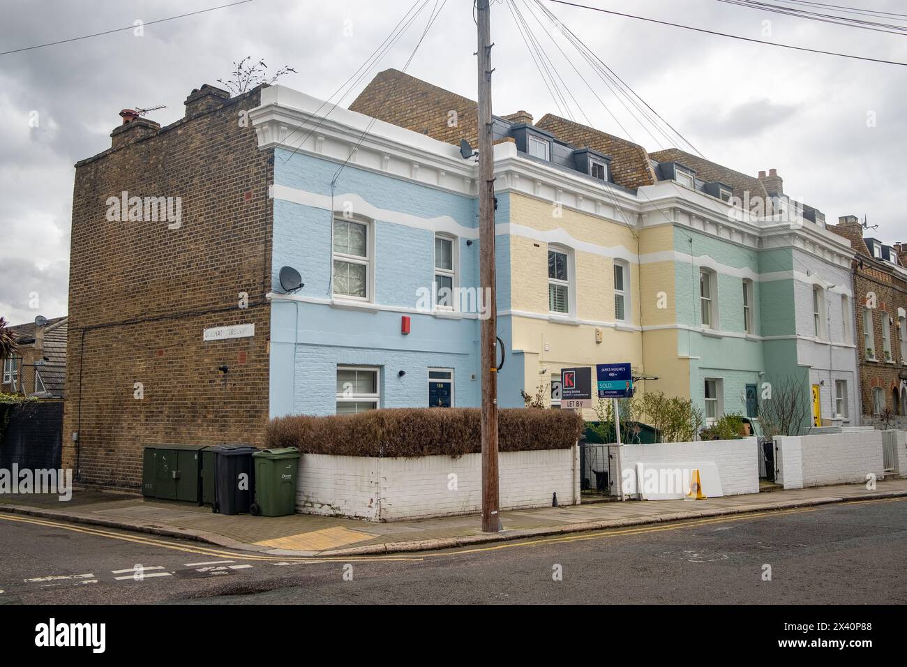 LONDON 5 MARCH , 2024 Residential street of houses on Ferndale Road, Brixton Clapham area in