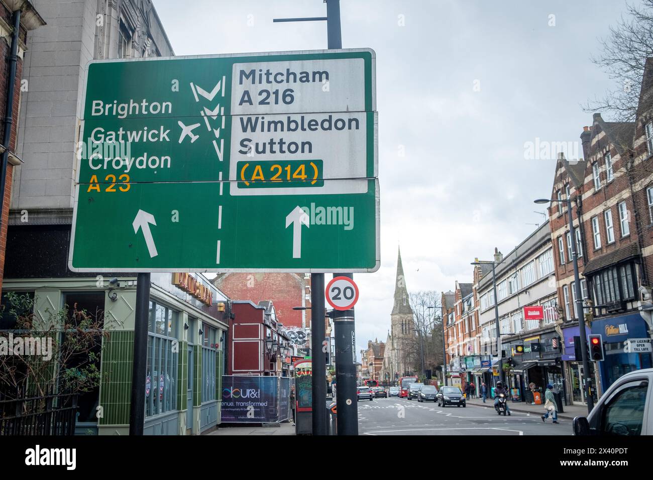 LONDON- 18 MARCH , 2024: Streatham High Road, a major high street of mixed retail in south west London Stock Photo