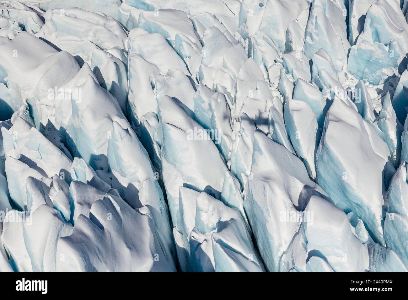 Blue ice formations on Knik glacier in Alaska; Alaska, United States of America Stock Photo