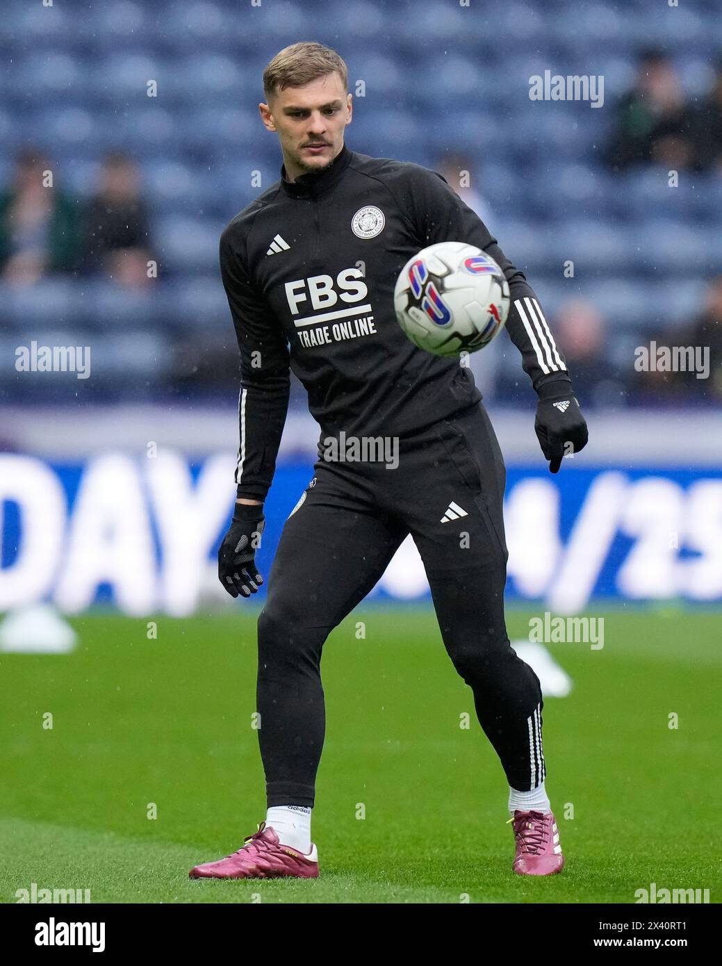 Kiernan Dewsbury-Hall of Leicester City warms up before the Sky Bet Championship match Preston North End vs Leicester City at Deepdale, Preston, United Kingdom, 29th April 2024  (Photo by Steve Flynn/News Images) Stock Photo