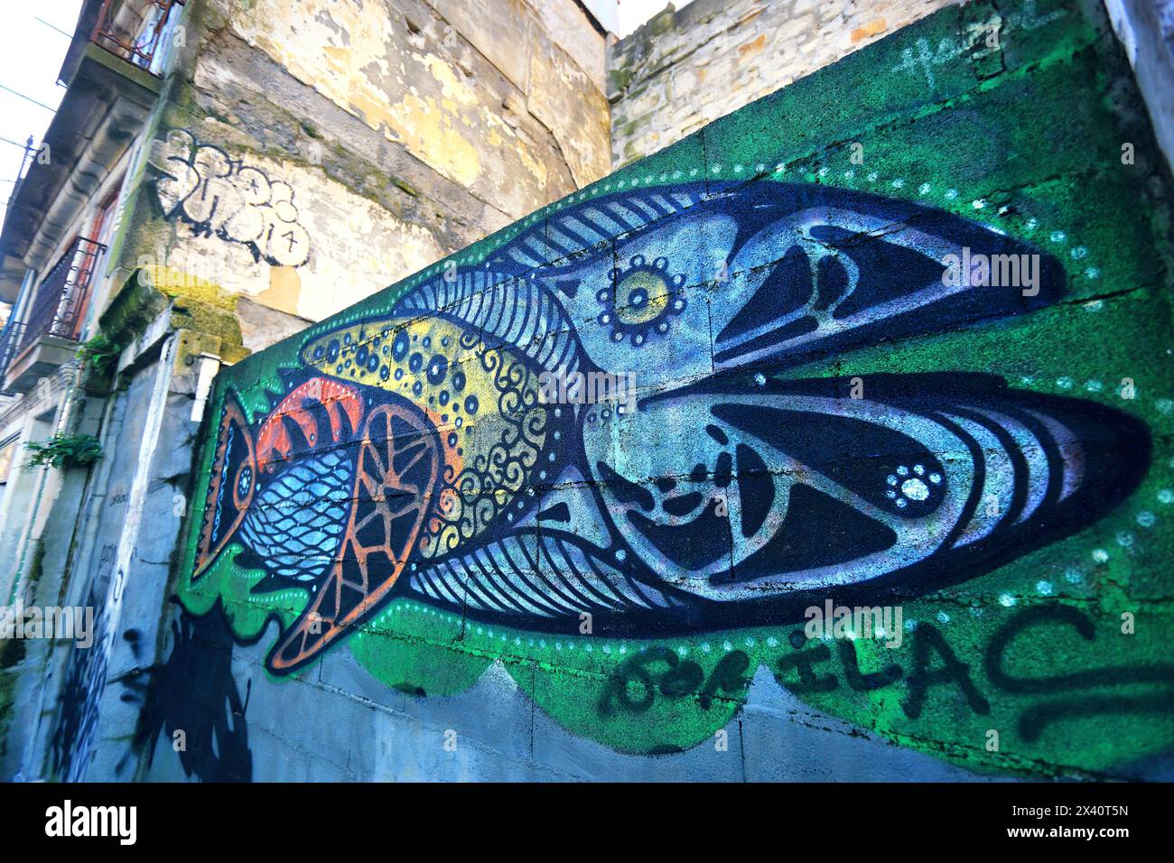 Europe, Portugal, Porto. Whale on wall Stock Photo