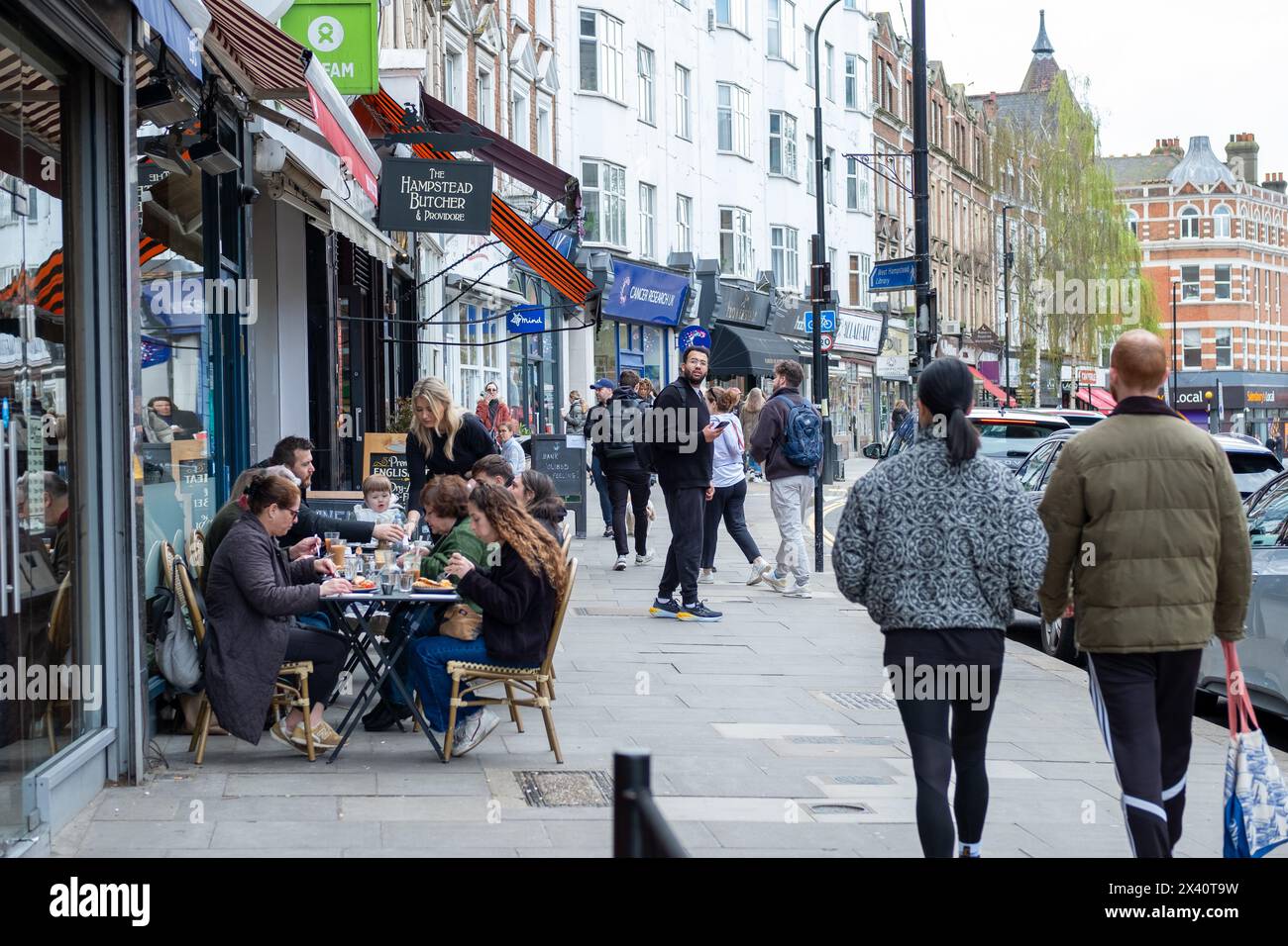 LONDON MARCH, 30, 2024 West End Lane high street in West Hampstead, NW6, Camden Stock Photo