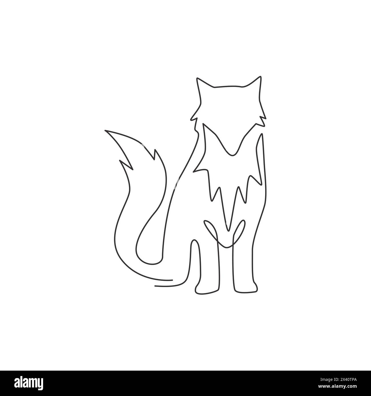 Single continuous line drawing of cute fox corporate logo identity ...