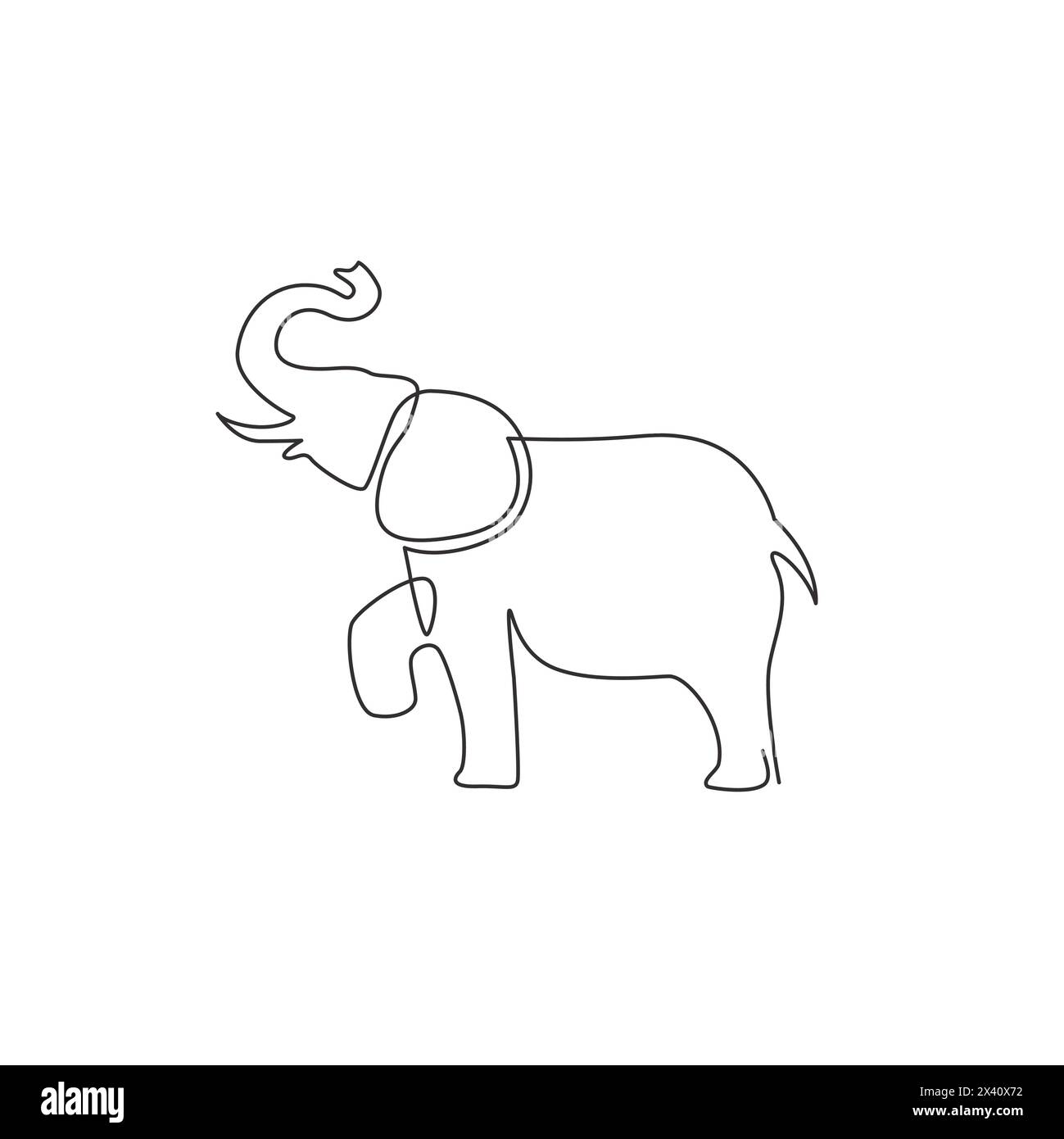 One continuous line drawing of big cute elephant company logo identity ...