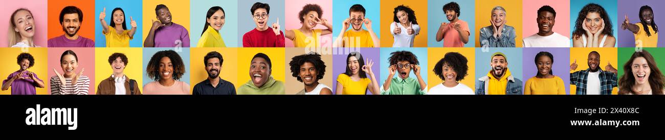 Collage joyful diverse faces hi-res stock photography and images - Alamy