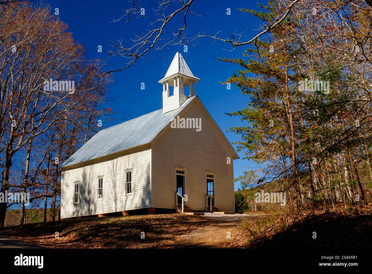 Cades Cove Methodist Church. Great Smoky Mountains National Park. Cades Cove Loop Road, Townsend, Tennessee, USA. Stock Photo