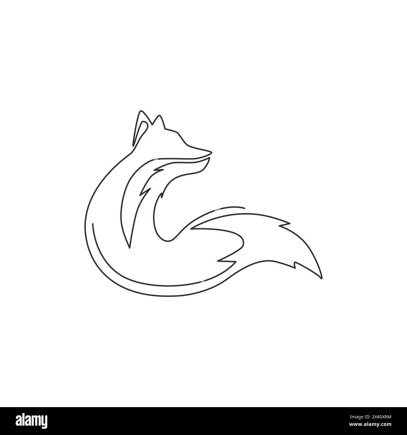 One single line drawing of cute fox company logo identity. City zoo
