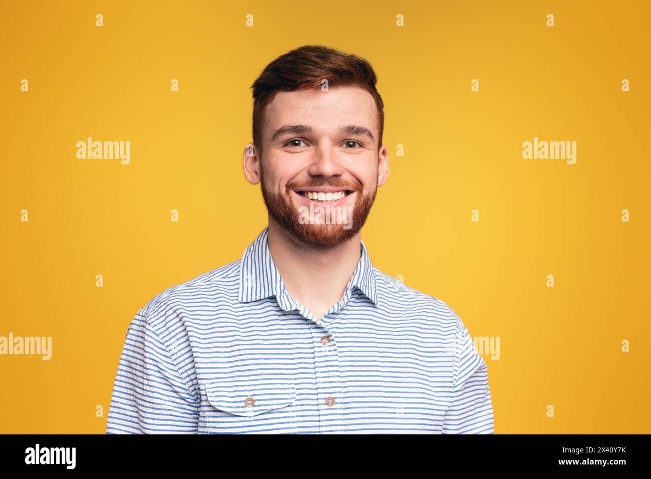 Smiling Bearded Man Looking at Camera Stock Photo