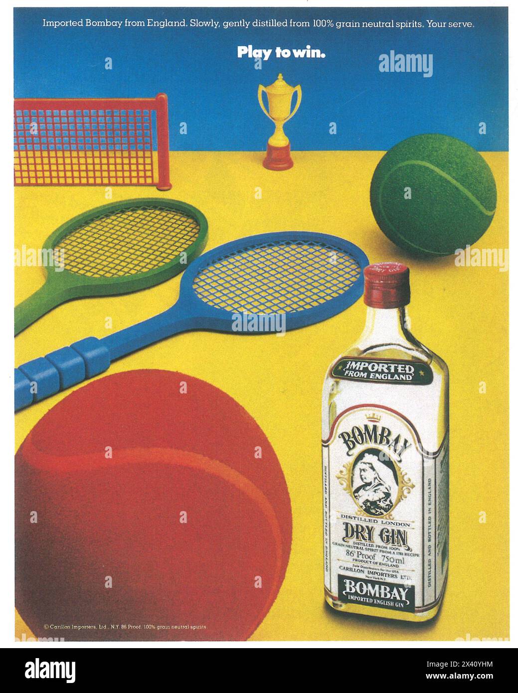 1984 Bombay Dry Gin from England Ad Stock Photo