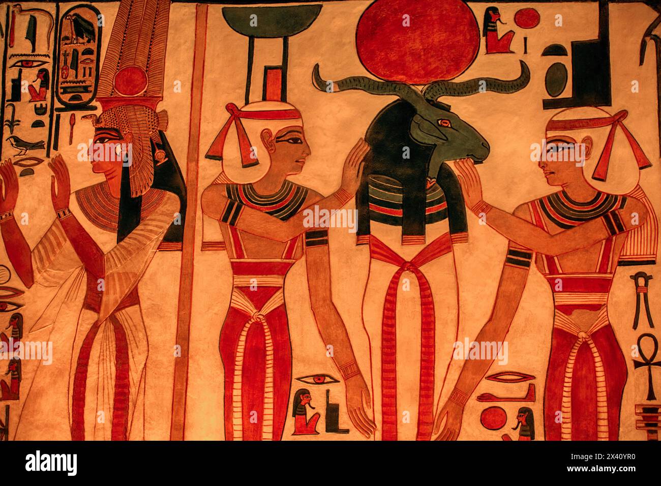 Artwork inside the Tomb of Nefertari, Valley of the Queens, near Luxor, Egypt; Luxor, Egypt Stock Photo