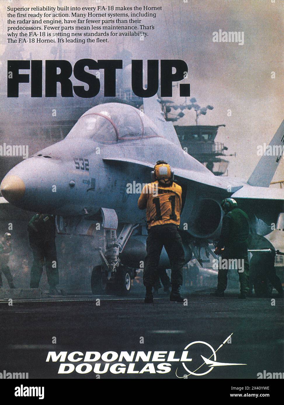 1986 Mcdonnell Douglas F/A-18 Hornet Ad Stock Photo