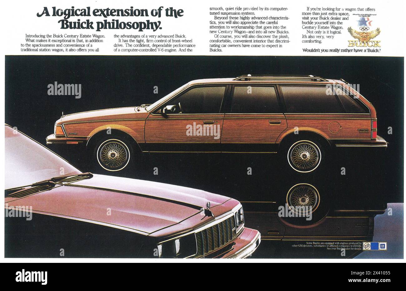 1984 Buick Century Estate Wagon Ad - Official car of Los Angeles 1984 Olympic games Stock Photo