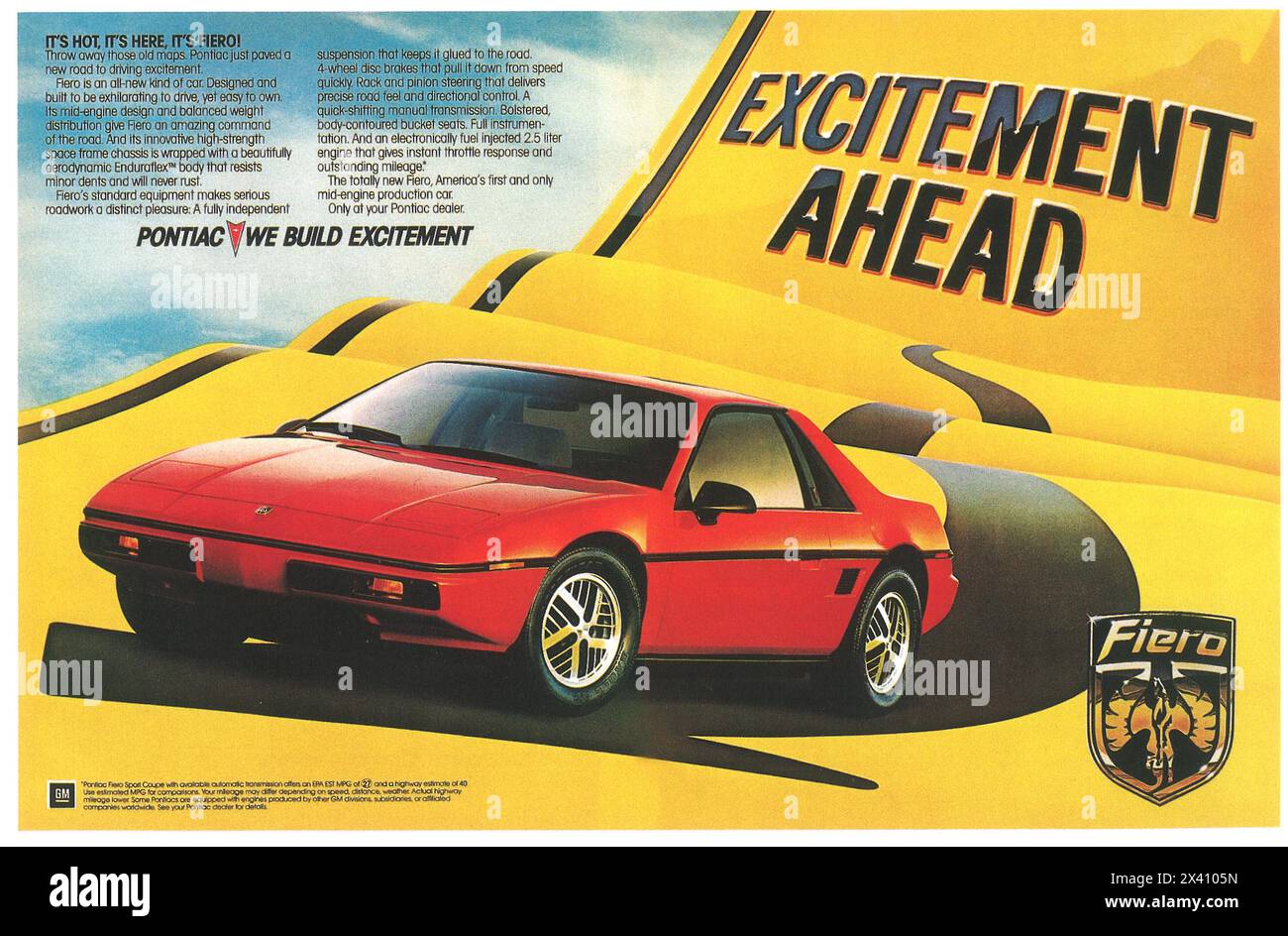 1984 Pontiac Fiero Ad Stock Photo - Alamy