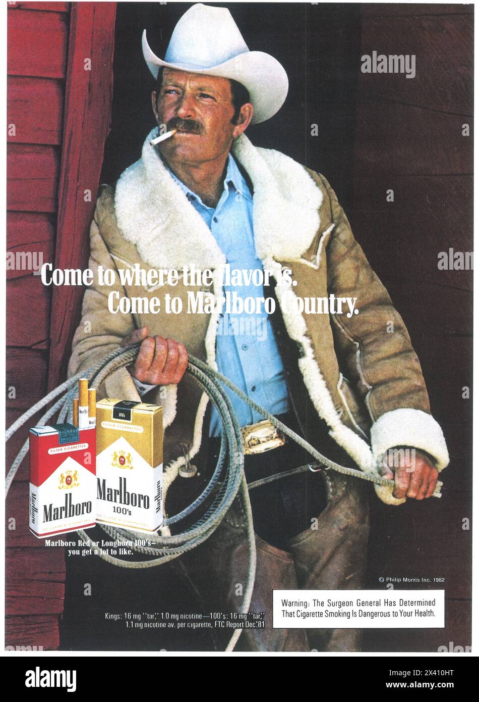 1983 Marlboro cigarettes ad with Darrell Winfield - 'Come to here where the flavor is. Come to Marlboro country.' Stock Photo
