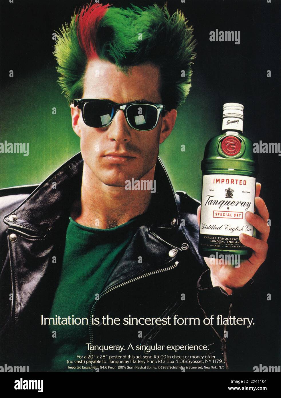 1989 Tanqueray English Gin Ad Stock Photo