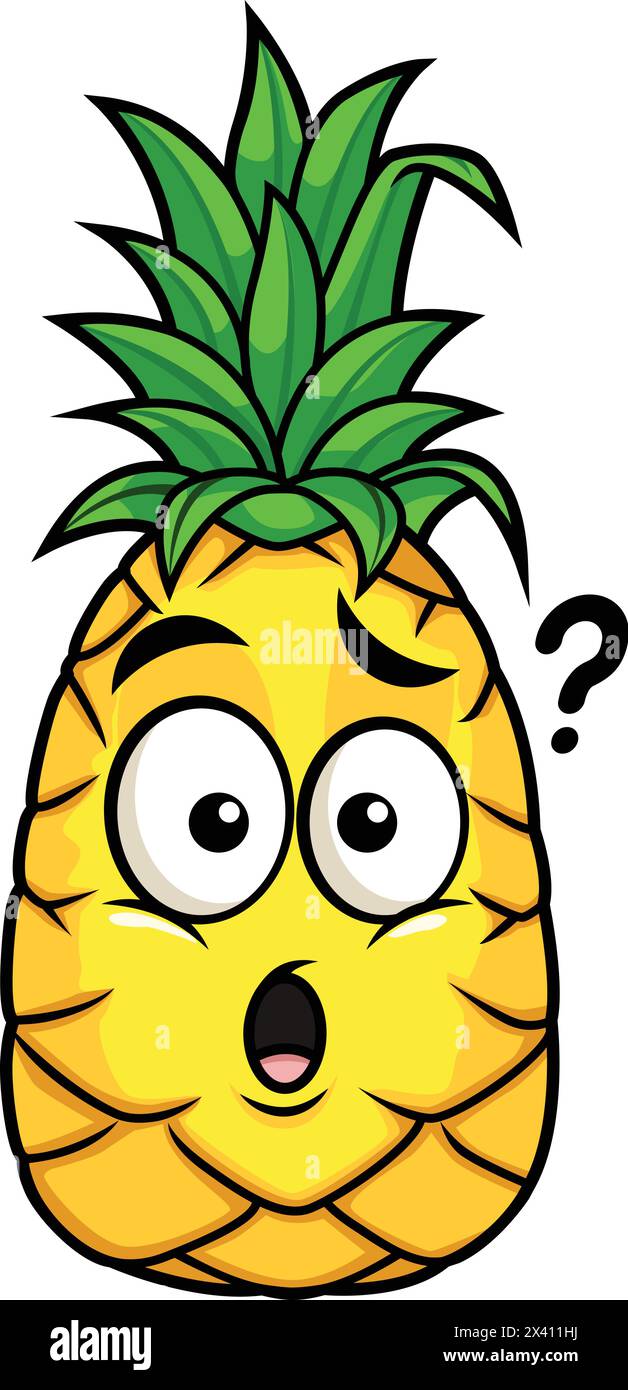 Confused pineapple character vector cartoon clip art Stock Vector
