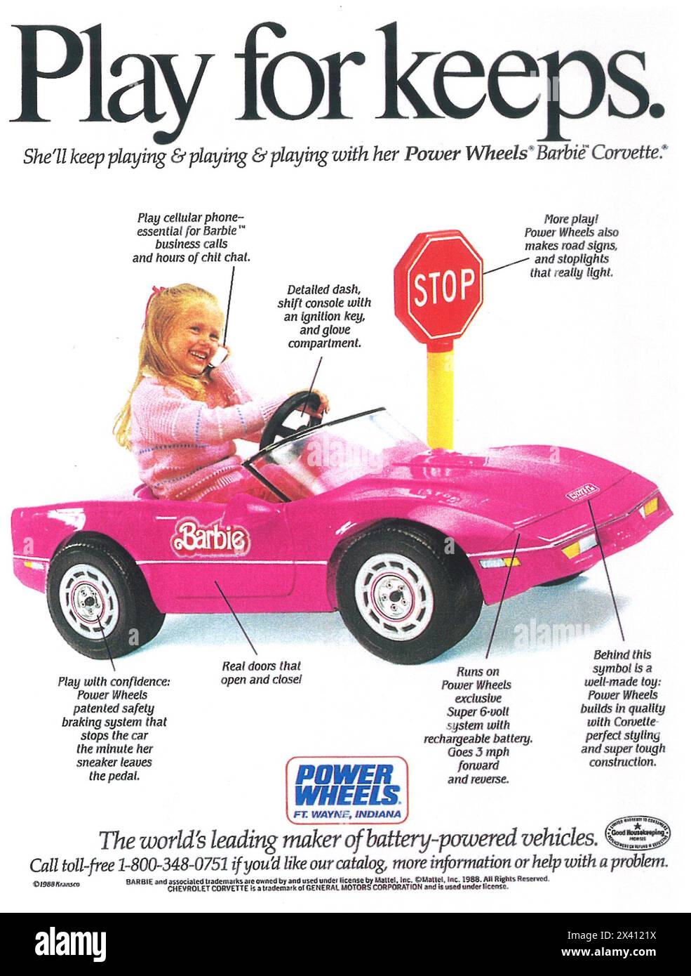 1988 Power Wheels Barbie Corvette Ad Stock Photo