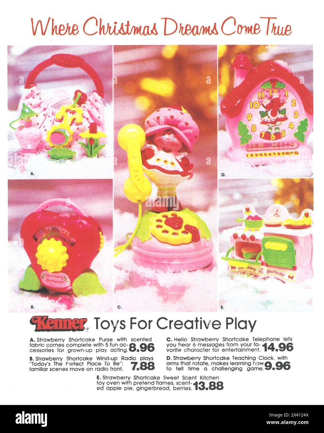 1984 Kenner Toys for Creative play -  Strawberry Shortcake Ad - Where Christmas dreams come true Stock Photo