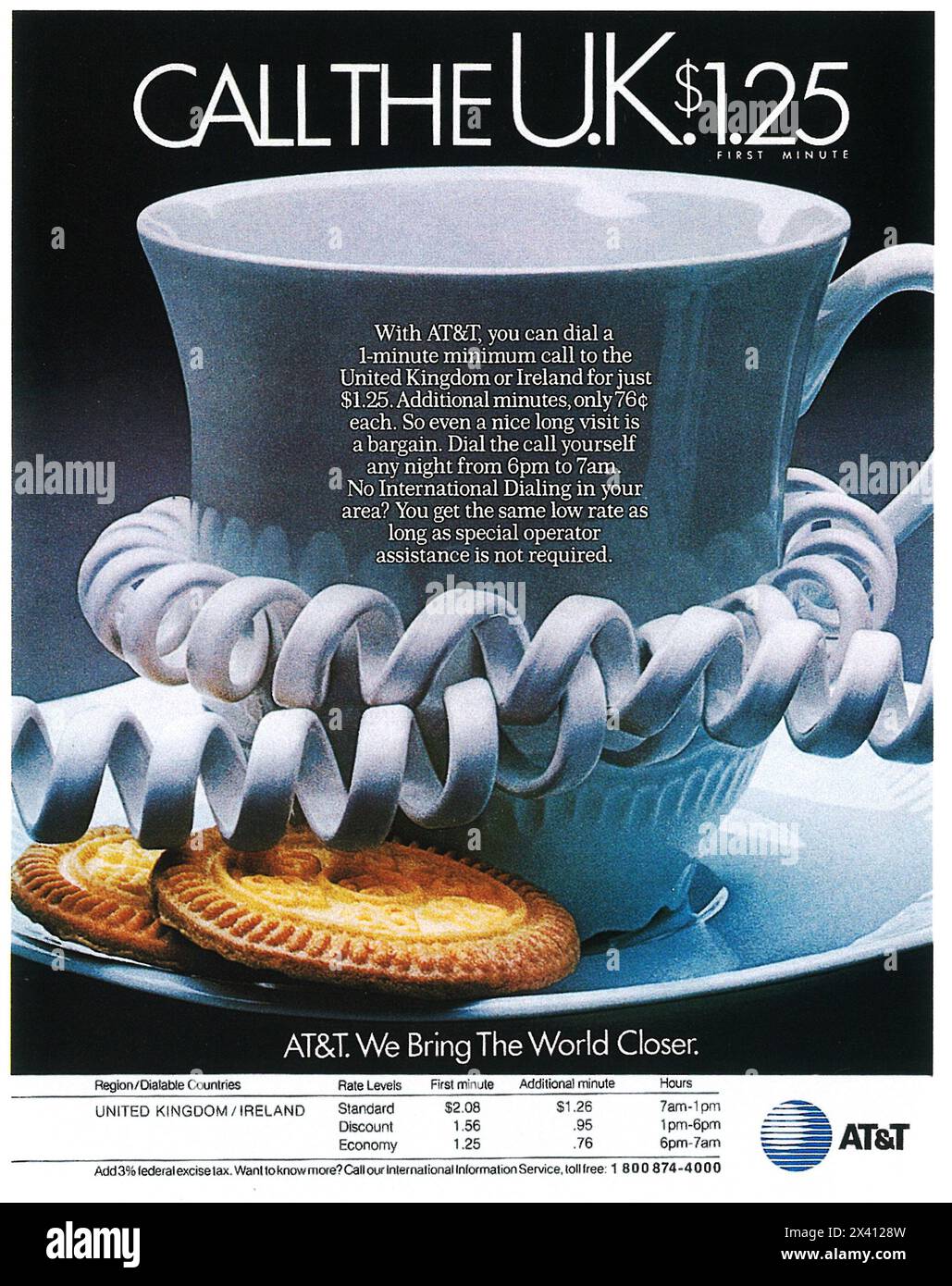 1984 AT&T Telecom Ad - Call the U.K. Stock Photo