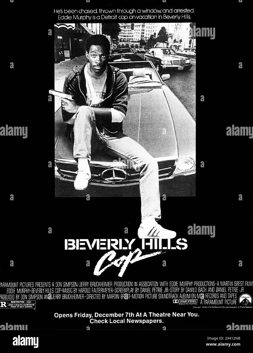 1984 Beverly Hills Cop movie poster, Directed byMartin Brest, Starring Eddie Murphy Stock Photo