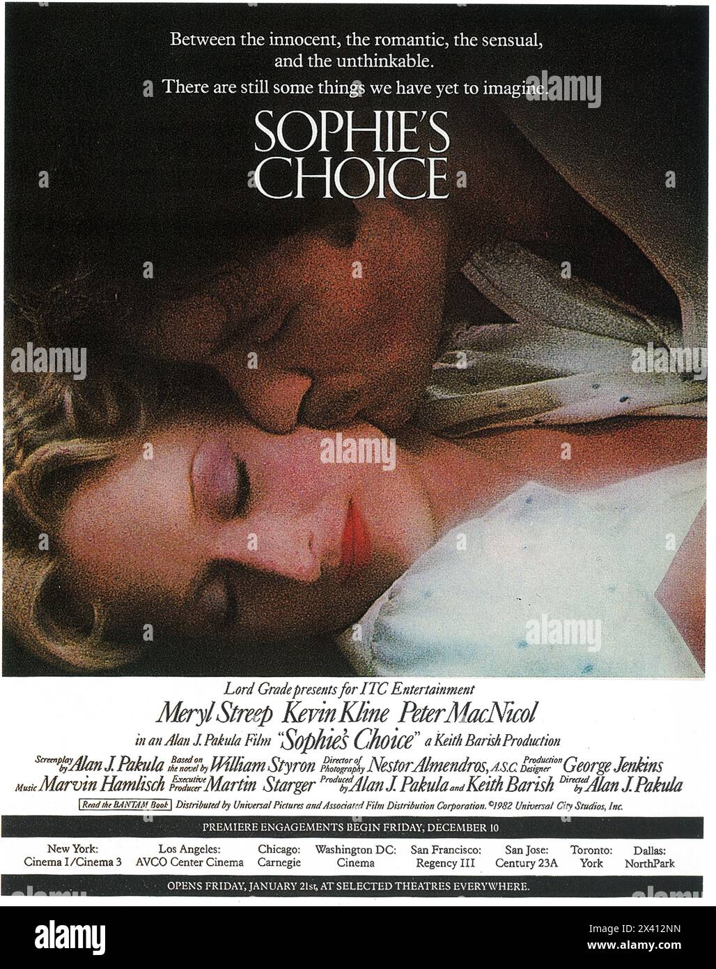 1982 Sophie's Choice movie poster, with Maryl Steep, directed by Alan J. Pakula Stock Photo