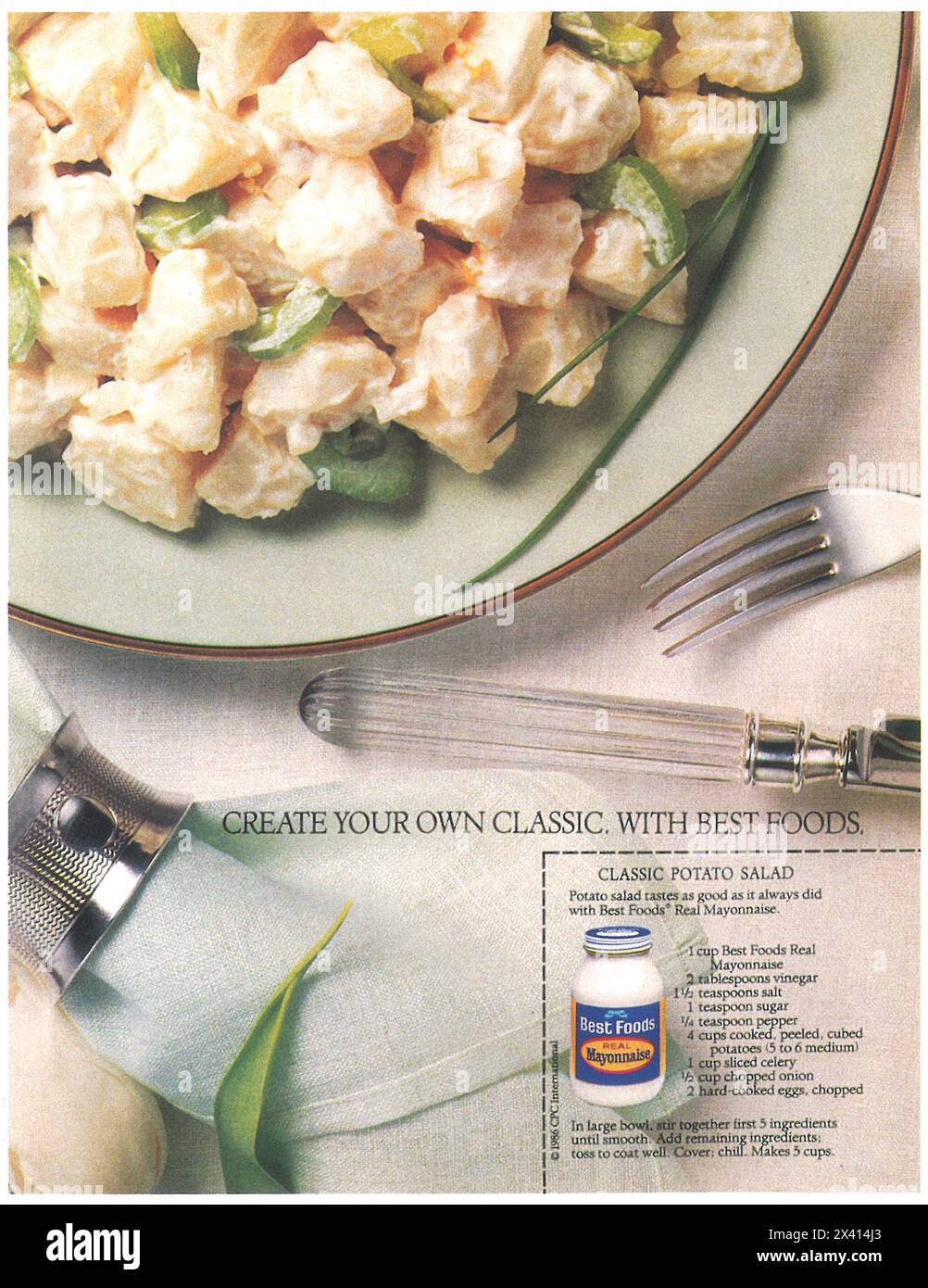 1986 Best Foods Mayonnaise Ad Potato Salad Recipe Stock Photo Alamy