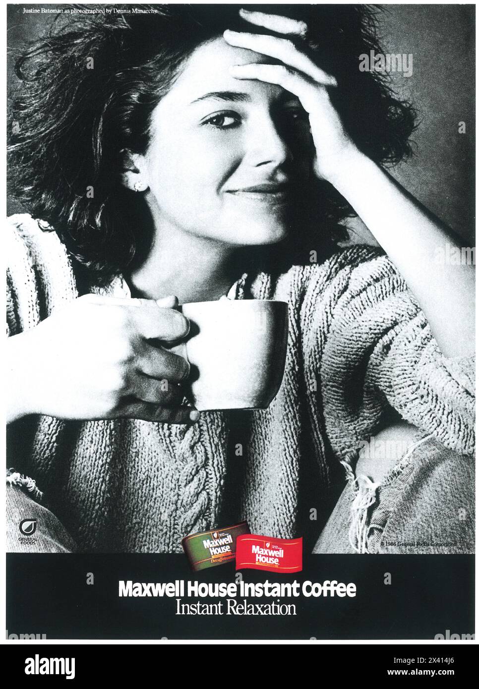 1986 Maxwell House Instant Coffee Ad with Justine Bateman Stock Photo