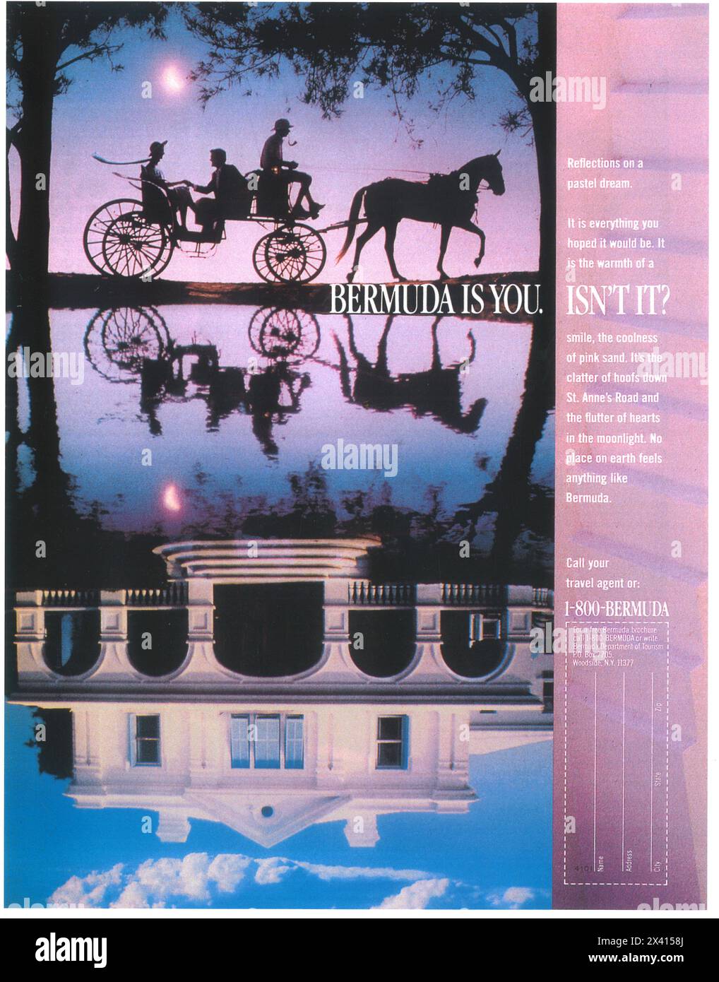 1987 Bermuda Department of Tourism ad "pastel dream" Stock Photo