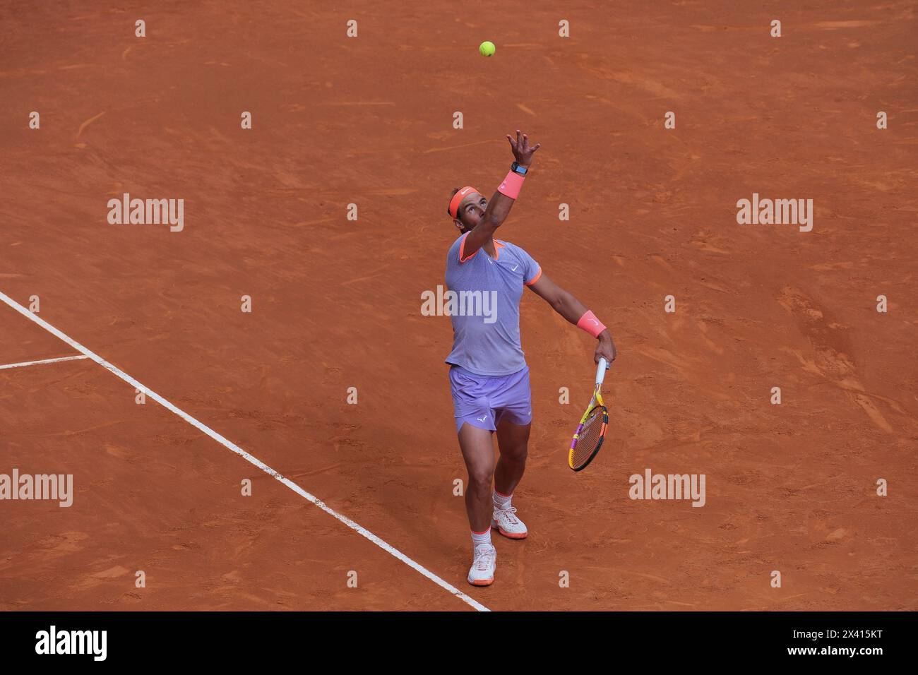Madrid, Spain. 29th Apr, 2024. Rafael Nadal of Spain against Cachin a in their round of 32 match during Day Seven of the Mutua Madrid Open at La Caja Magica on April 29, 2024 in Madrid, Spain (Photo by Oscar Gonzalez/Sipa USA) Credit: Sipa USA/Alamy Live News Stock Photo