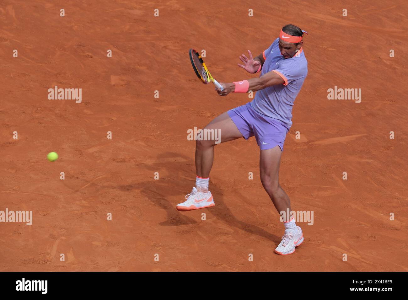 Madrid, Spain. 29th Apr, 2024. Rafael Nadal of Spain against Cachin a in their round of 32 match during Day Seven of the Mutua Madrid Open at La Caja Magica on April 29, 2024 in Madrid, Spain (Photo by Oscar Gonzalez/Sipa USA) Credit: Sipa USA/Alamy Live News Stock Photo
