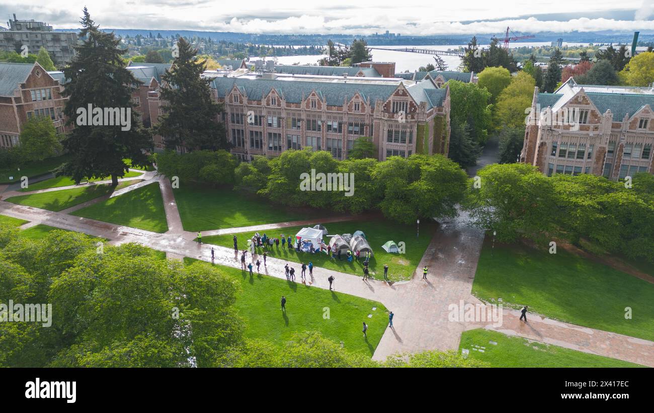 University of Washington Students Begin Encampment on University Quad