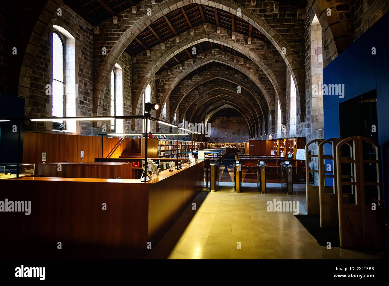 Barcelona, Spain - June 1, 2019. Interior of the National Library of Catalonia, Barcelona Stock Photo