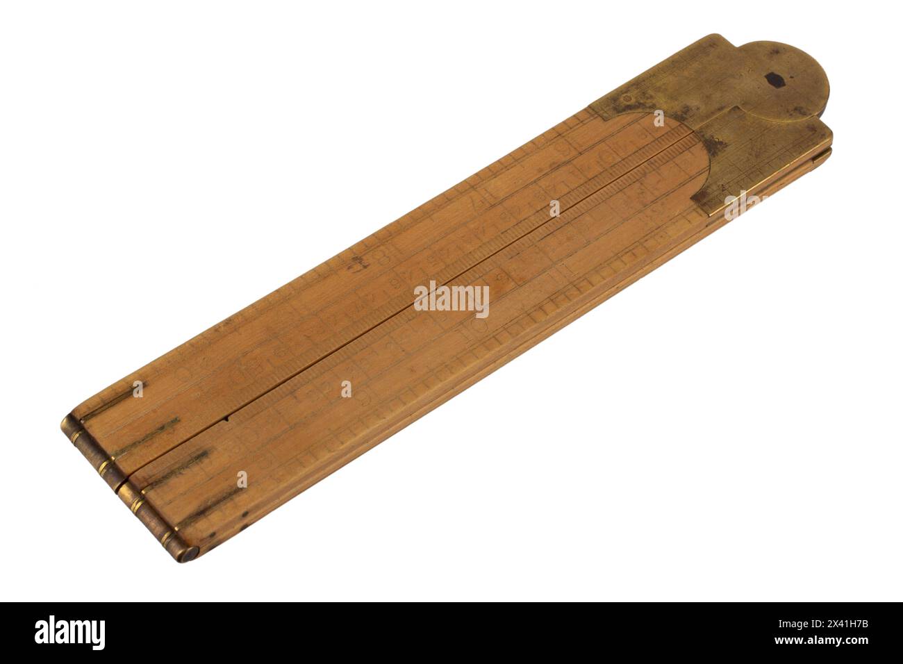 Old Level Ruler Image Vintage old folding ruler. Isolated on white background Stock Photo - Alamy